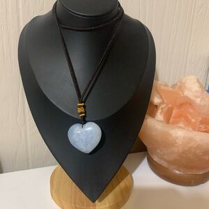 Light Blue Heart Pendant Necklace - Unbranded Cord Necklace